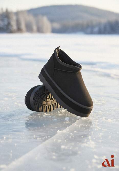 Czarne Krótkie Śniegowce Vices z Ozdobną Lamówką Olfedi