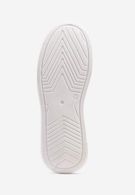 Beżowo-Białe Sneakersy Vices na Platformie z Perforacją i Geometryczną Aplikacją Vilvesia 7