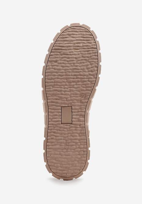 Ciemnobeżowe Sneakersy Vices na Platformie z Tłoczeniem Ozdobione Perforacją Leaniael 7