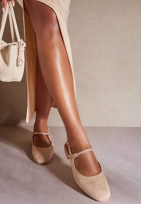 Beżowe Sandały Slingback Vices z Wkładką ze Skóry Naturalnej Sovritia