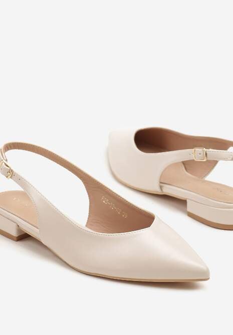 Beżowe Sandały Slingback Vices z Wkładką ze Skóry Naturalnej Lisanilis 6