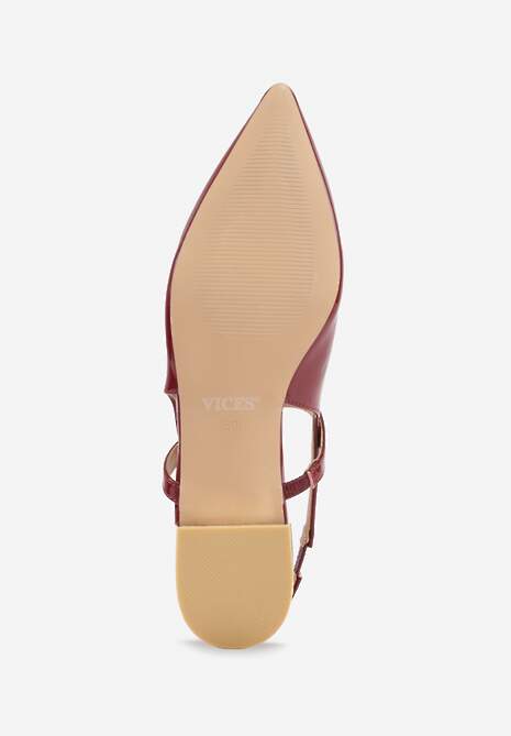 Bordowe Sandały Vices Typu Slingback ze Skórzaną Wkładką i Metaliczną Ozdobą Milozi 7