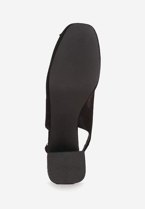 Czarne Sandały Vices na Słupku Slingback ze Skórzaną Wkładką i Cyrkoniami Nimirune 7