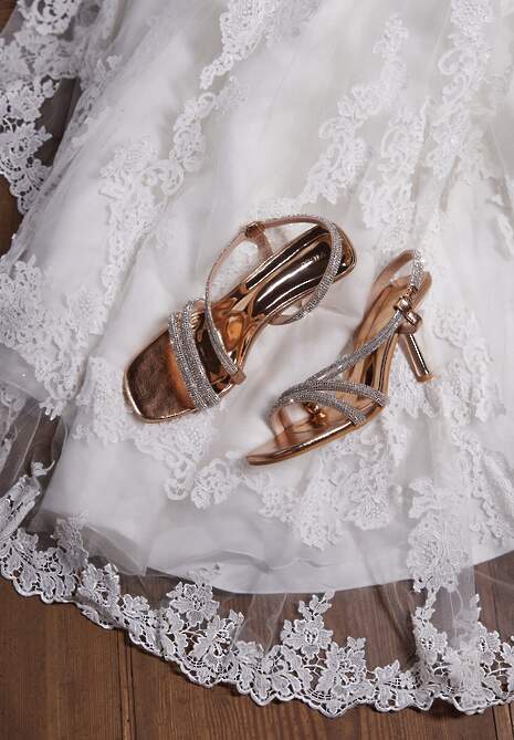 Szampańskie Sandały Vices na Szpilce z Cyrkoniowymi Paskami Niladriella