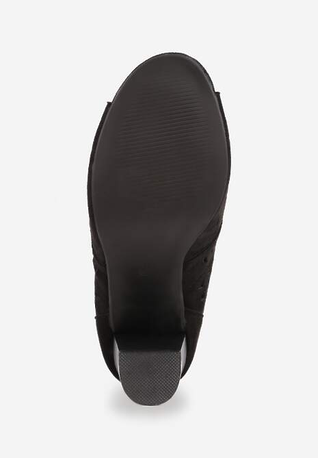 Czarne Ażurowe Botki Vices na Słupku Nimisa 7