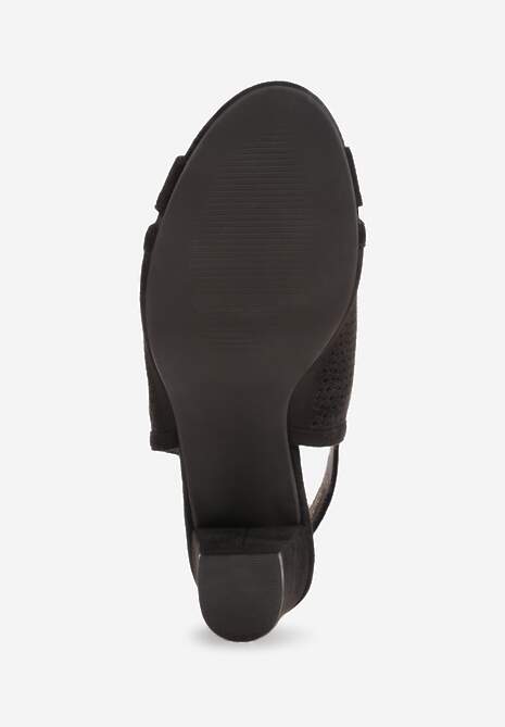 Czarne Sandały Vices na Słupku z Ażurową Cholewką i Skórzaną Wkładką Saramiae 7