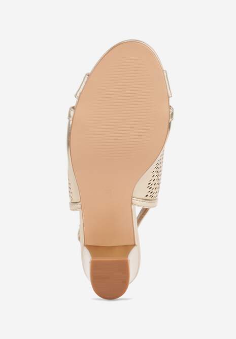 Złote Sandały Vices na Słupku z Ażurową Cholewką i Skórzaną Wkładką Saramiae 7