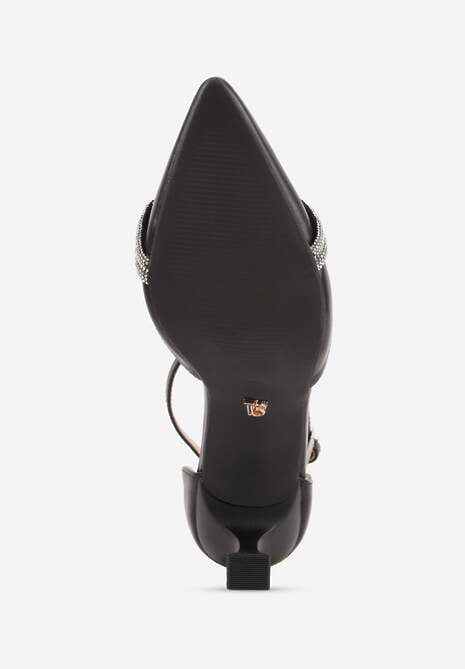 Czarne Czółenka na Szpilce Vices z Cyrkoniową Kokardą Atennia 7