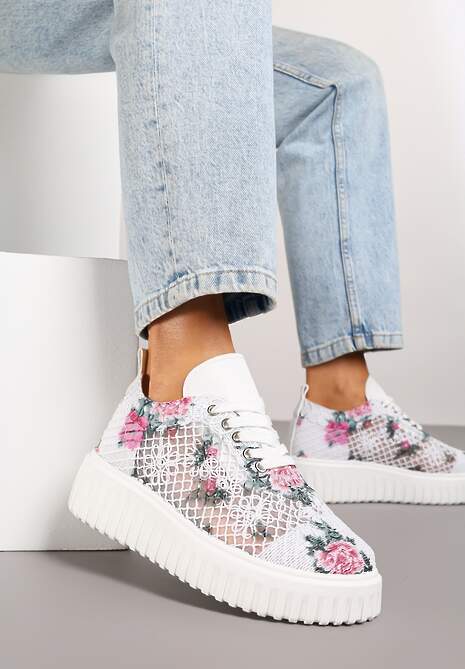 Wielokolorowe Sneakersy Vices na Platformie z Ażurową Cholewką Lumerise