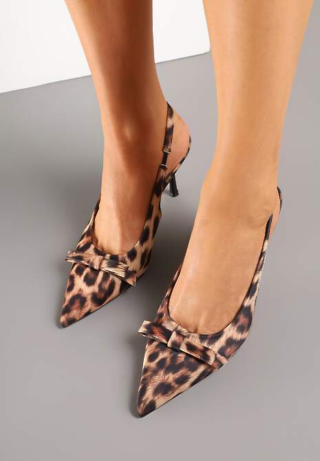 Panterkowe Sandały Szpilki Vices Typu Slingback z Kokardą Dorozia 4