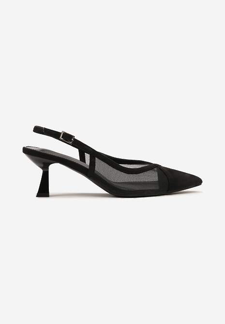 Czarne Przezroczyste Sandały na Kaczuszce Typu Slingback Atilessa 4