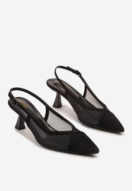 Czarne Przezroczyste Sandały na Kaczuszce Typu Slingback Atilessa 5