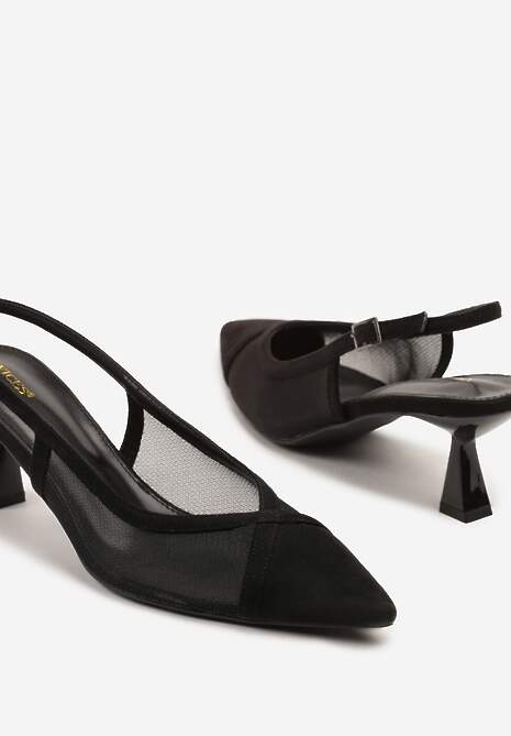 Czarne Przezroczyste Sandały na Kaczuszce Typu Slingback Atilessa 6
