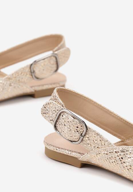 Złote Sandały Vices Typu Slingback z Wkładką ze Skóry Naturalnej Rallora 6