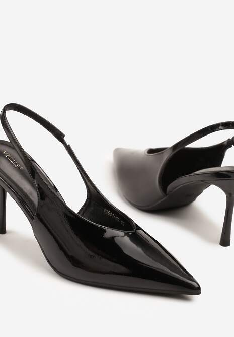 Czarne Sandały Slingback Vices na Obcasie Typu Szpilka Tilionea 6