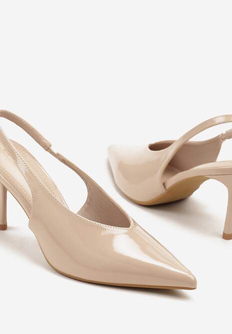 Ciemnobeżowe Sandały Slingback Vices na Obcasie Typu Szpilka Tilionea 6