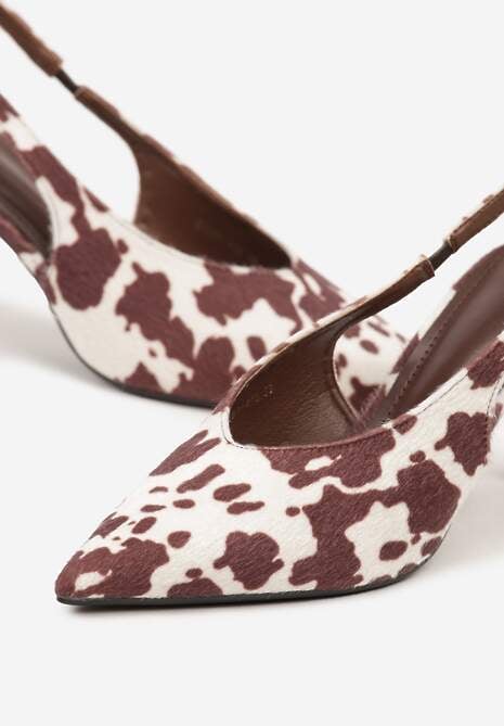 Biało-Brązowe Sandały Slingback Vices na Obcasie Typu Szpilka Tilionea 6