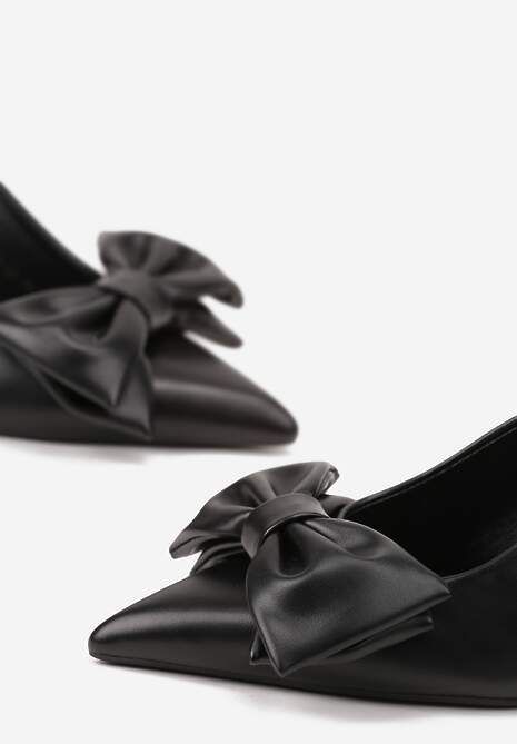 Czarne Sandały Vices na Szpilce Slingback Ozdobione Kokardą Tilvanea 6