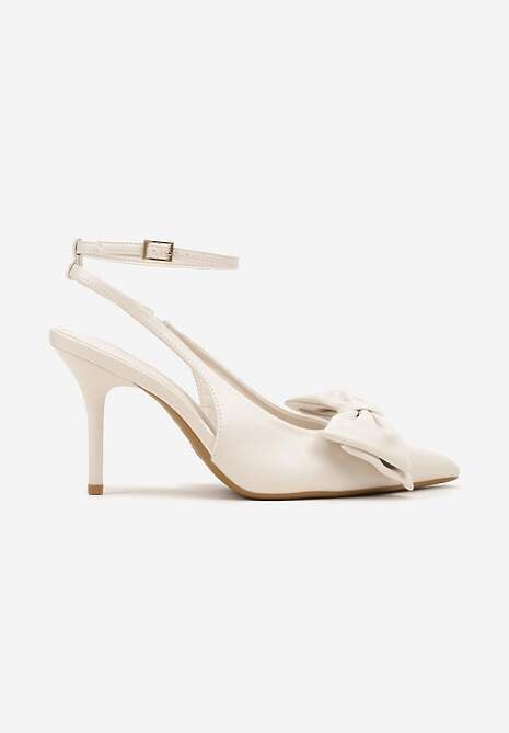 Beżowe Sandały Vices na Szpilce Slingback Ozdobione Kokardą Tilvanea 4