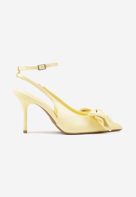 Żółte Sandały Vices na Szpilce Slingback Ozdobione Kokardą Tilvanea 4
