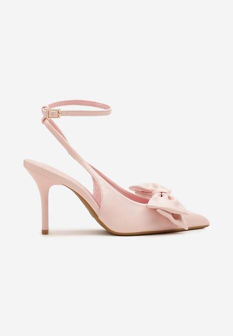 Różowe Sandały Vices na Szpilce Slingback Ozdobione Kokardą Tilvanea 4