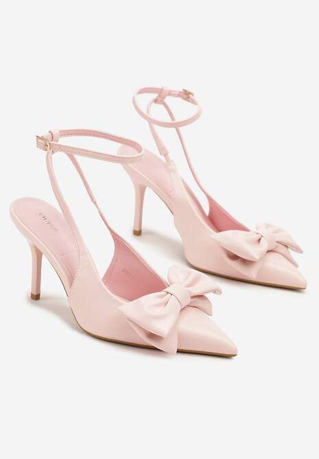 Różowe Sandały Vices na Szpilce Slingback Ozdobione Kokardą Tilvanea 5