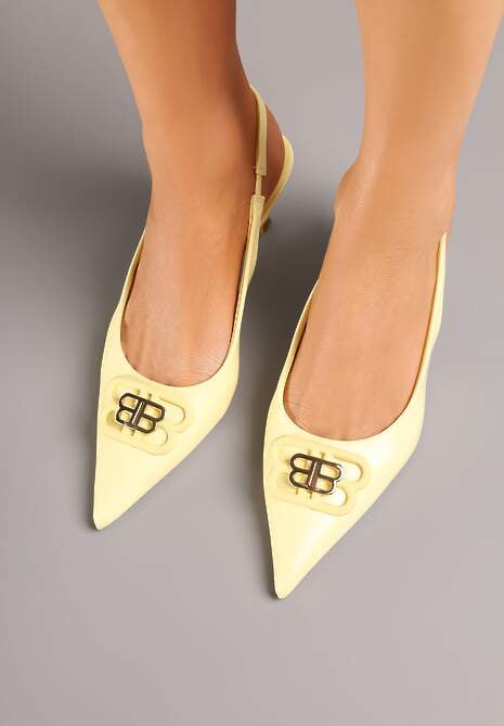 Żółte Czółenka Sandały Vices na Kaczuszce Typu Slingback Ozdobione Metaliczną Aplikacją Lilarunea 4