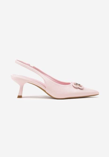 Różowe Sandały Vices na Kaczuszce Typu Slingback Ozdobione Metaliczną Aplikacją Lilarunea 4