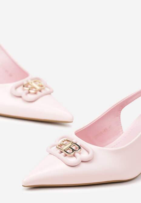 Różowe Sandały Vices na Kaczuszce Typu Slingback Ozdobione Metaliczną Aplikacją Lilarunea 6