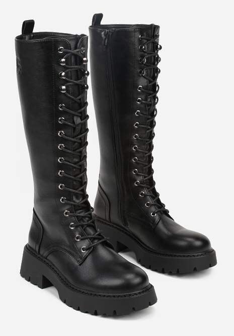 Czarne Kozaki VICES Typu Workery w Grungowym Stylu Unalira 5