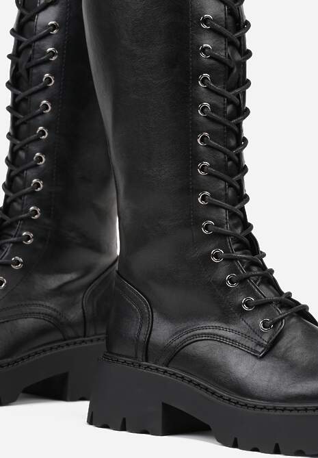 Czarne Kozaki VICES Typu Workery w Grungowym Stylu Unalira 7