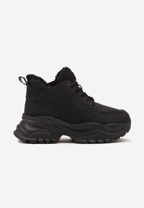 Czarne Trapery Sneakersy Vices na Platformie z Tłoczeniem Nirrise 4