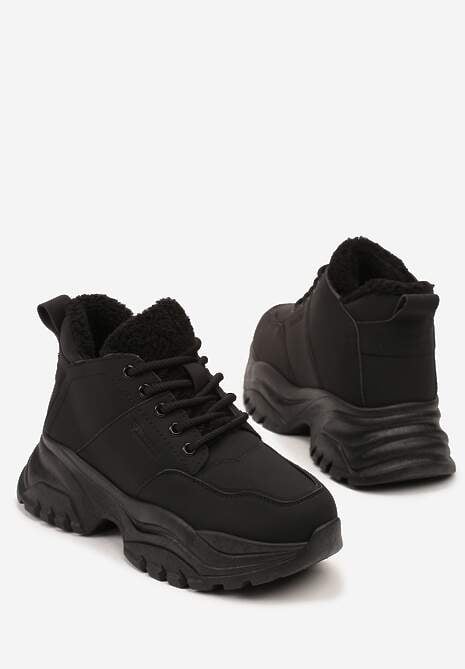 Czarne Trapery Sneakersy Vices na Platformie z Tłoczeniem Nirrise 6