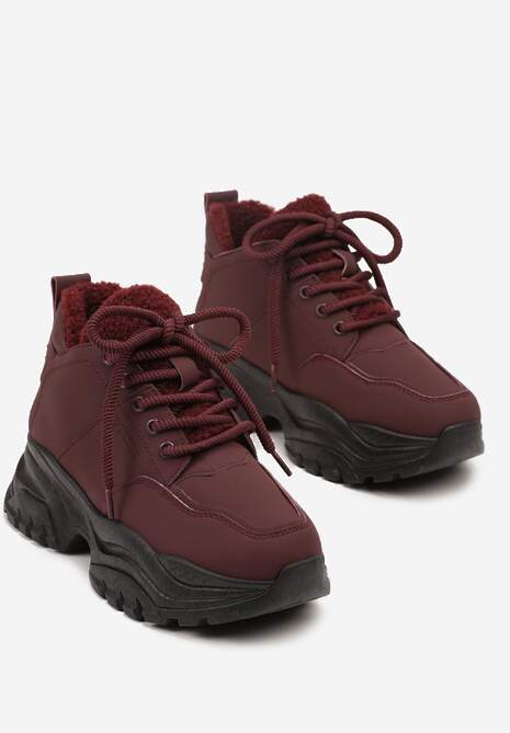 Bordowe Trapery Sneakersy Vices na Platformie z Tłoczeniem Nirrise 5