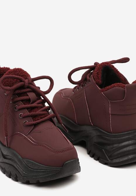 Bordowe Trapery Sneakersy Vices na Platformie z Tłoczeniem Nirrise 6
