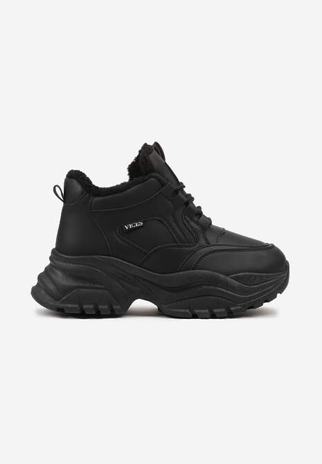 Czarne Streetwearowe Botki Chunky w Stylu Sneakersów na Platformie Leate 4