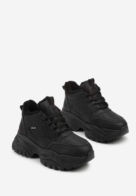 Czarne Streetwearowe Botki Chunky w Stylu Sneakersów na Platformie Leate 5