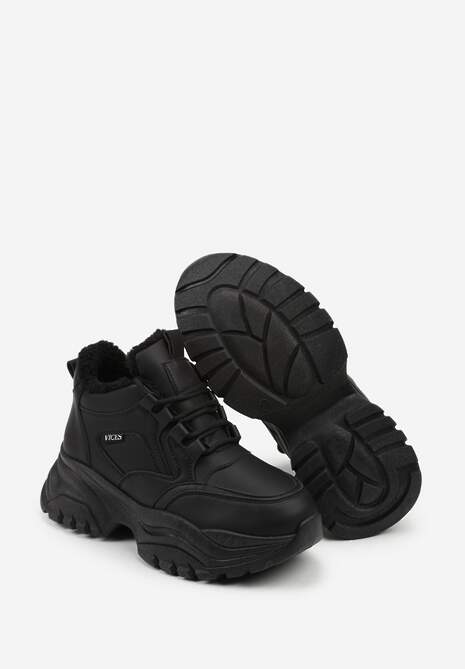 Czarne Streetwearowe Botki Chunky w Stylu Sneakersów na Platformie Leate 7