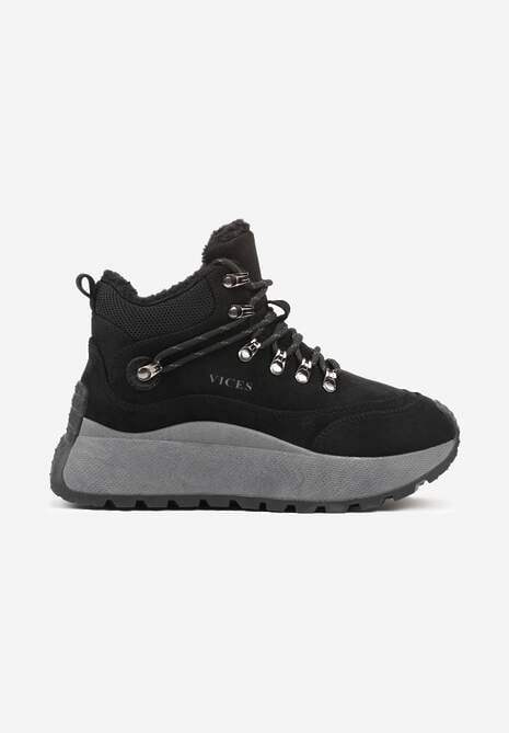 Czarne Sneakersy Śniegowce Vices na Platformie w Sportowym Stylu Nelsella 4