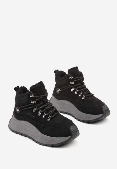 Czarne Sneakersy Śniegowce Vices na Platformie w Sportowym Stylu Nelsella 5