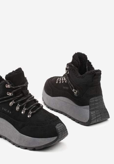 Czarne Sneakersy Śniegowce Vices na Platformie w Sportowym Stylu Nelsella 6