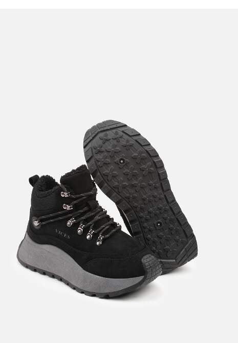 Czarne Sneakersy Śniegowce Vices na Platformie w Sportowym Stylu Nelsella 7