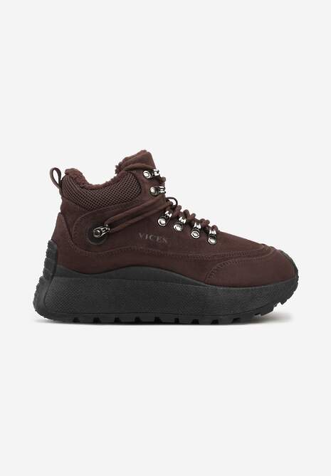 Brązowe Sneakersy Śniegowce Vices na Platformie w Sportowym Stylu Nelsella 4