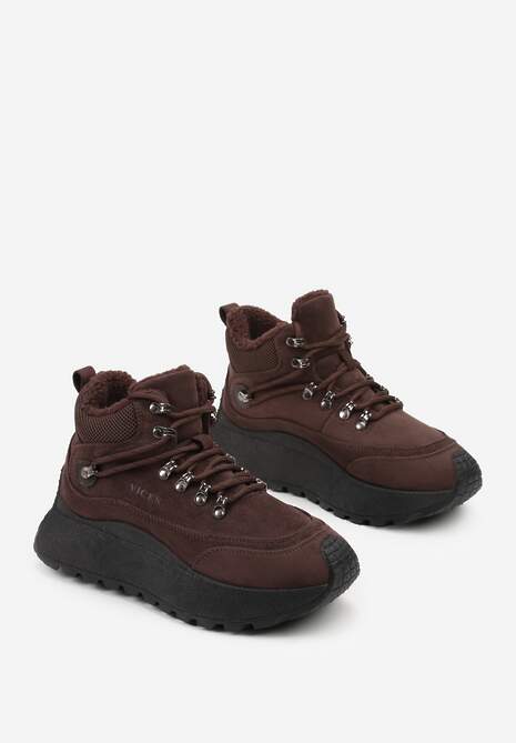 Brązowe Sneakersy Śniegowce Vices na Platformie w Sportowym Stylu Nelsella 5