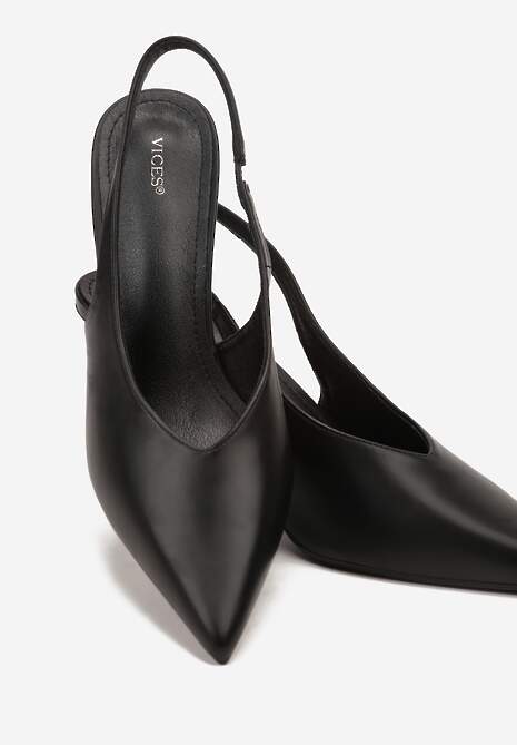 Czarne Czółenka Sandały Vices na Szpilce Slingback Kolliva 7