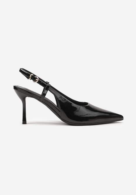 Czarne Sandały Lakierowane Vices na Szpilce Slingback Raleira 4