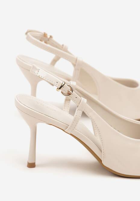 Beżowe Sandały Lakierowane Vices na Szpilce Slingback Raleira 6