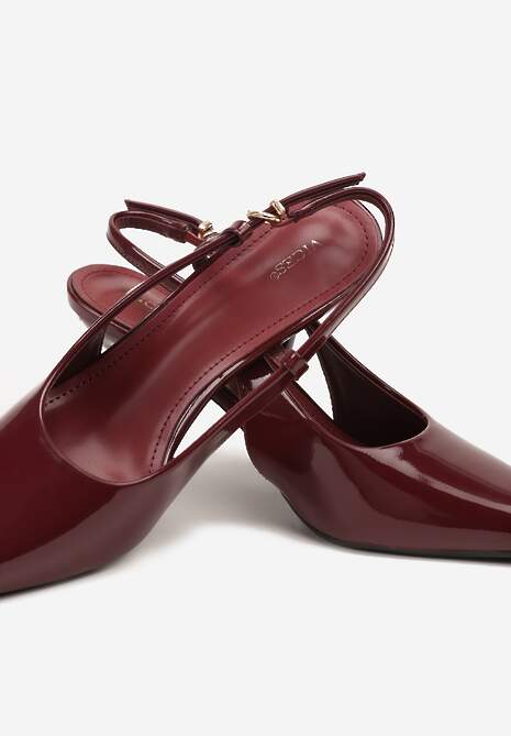 Bordowe Sandały Lakierowane Vices na Szpilce Slingback Raleira 7