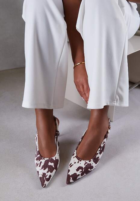 Brązowo-Białe Sandały Vices na Szpilce Slingback Raleira