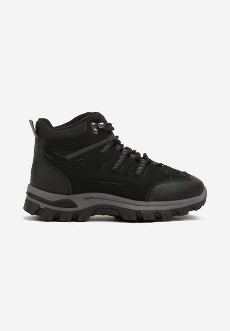 Czarne Buty Trekkingowe Traperki Vices ze Sznurowaną Cholewką Afellie 4